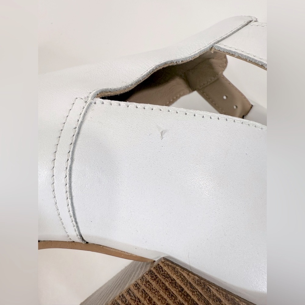Free People Brady Buckle Shoeboot Women's Size 39.5/9.5 Whie Leather Block Heel - Picture 13 of 15